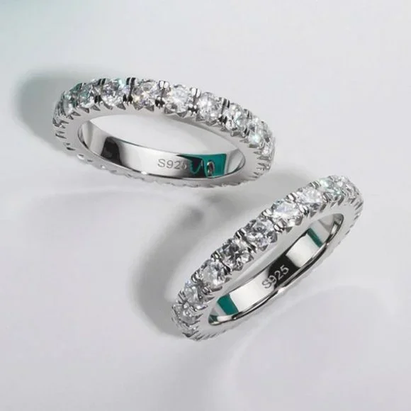 #Certified 2~3 ct. t.w. 3mm Moissanite Diamond Full Eternity Band Ring NEW